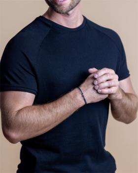 Preview: 1,5 mm blaues Nylonarmband mit einem versilberten Infinity-Zeichen - Infinity Blue Silver